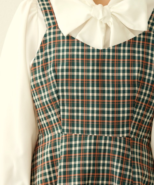 MERLOT（メルロー）の「カラーチェックジャンスカ（ジャンパースカート・レディース・ネイビー/グリーン・FREE）」の18枚目の写真