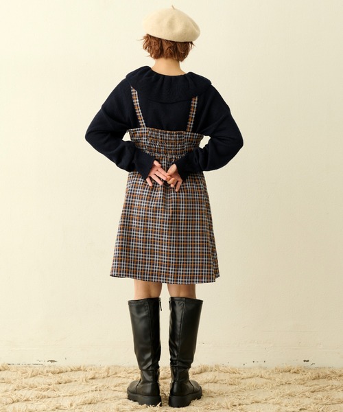 MERLOT（メルロー）の「カラーチェックジャンスカ（ジャンパースカート・レディース・ネイビー/グリーン・FREE）」の10枚目の写真