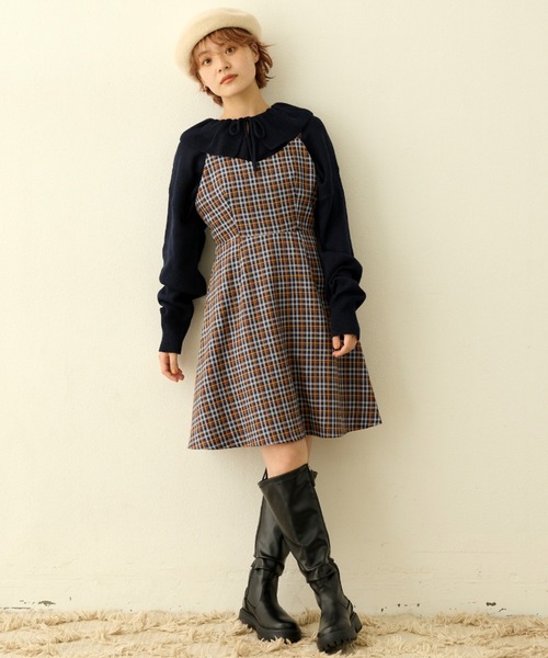 MERLOT（メルロー）の「カラーチェックジャンスカ（ジャンパースカート・レディース・ネイビー/グリーン・FREE）」の16枚目の写真