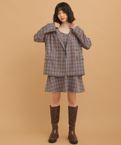 MERLOT（メルロー）の「カラーチェックジャンスカ（ジャンパースカート・レディース・ネイビー/グリーン・FREE）」の17枚目の写真