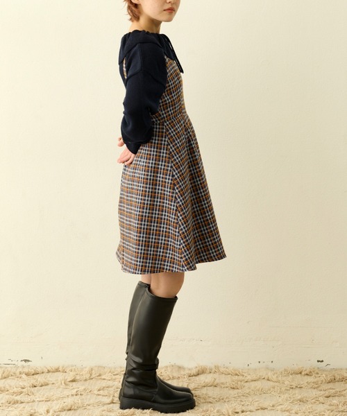 MERLOT（メルロー）の「カラーチェックジャンスカ（ジャンパースカート・レディース・ネイビー/グリーン・FREE）」の21枚目の写真
