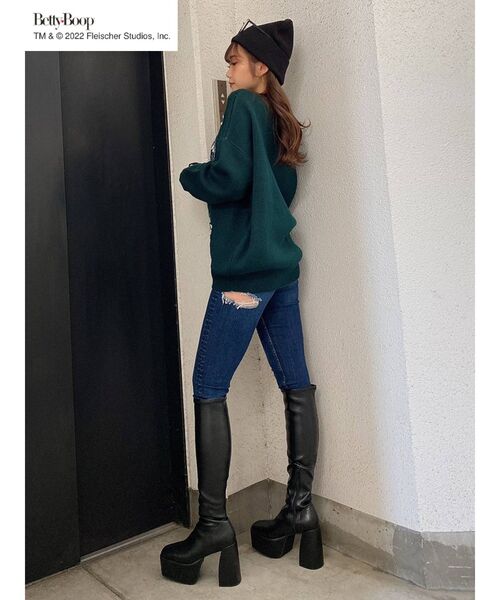 GYDA（ジェイダ）の「ハイウエスト ダブルBACKRIPPED デニムスキニーパンツ（デニムパンツ・レディース・ブルー/インディゴブルー・X-SMALL/SMALL/MEDIUM）」の7枚目の写真