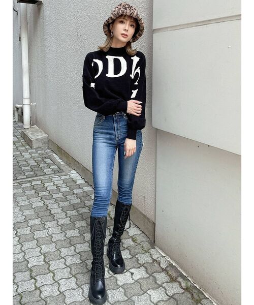 GYDA（ジェイダ）の「ハイウエスト ダブルBACKRIPPED デニムスキニーパンツ（デニムパンツ・レディース・ブルー/インディゴブルー・X-SMALL/SMALL/MEDIUM）」の12枚目の写真