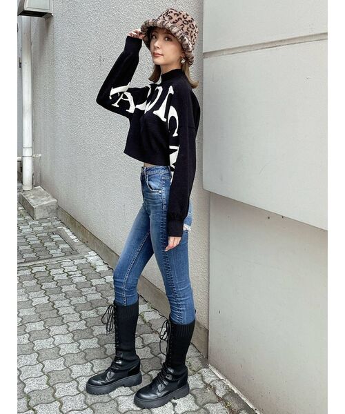 GYDA（ジェイダ）の「ハイウエスト ダブルBACKRIPPED デニムスキニーパンツ（デニムパンツ・レディース・ブルー/インディゴブルー・X-SMALL/SMALL/MEDIUM）」の14枚目の写真