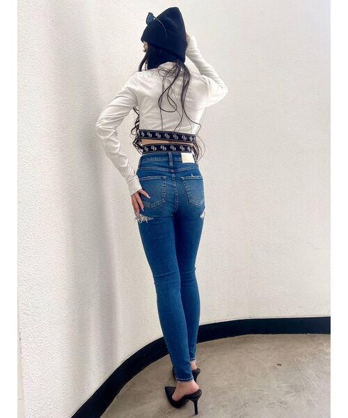GYDA（ジェイダ）の「ハイウエスト ダブルBACKRIPPED デニムスキニーパンツ（デニムパンツ・レディース・ブルー/インディゴブルー・X-SMALL/SMALL/MEDIUM）」の15枚目の写真