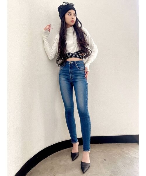 GYDA（ジェイダ）の「ハイウエスト ダブルBACKRIPPED デニムスキニーパンツ（デニムパンツ・レディース・ブルー/インディゴブルー・X-SMALL/SMALL/MEDIUM）」の16枚目の写真