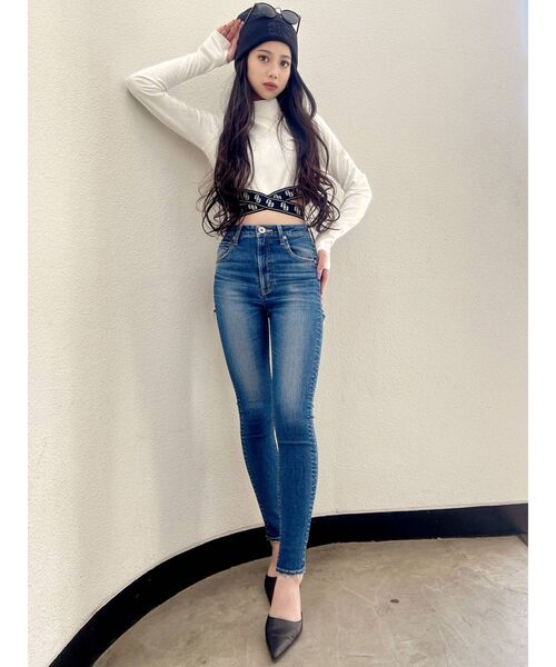 GYDA（ジェイダ）の「ハイウエスト ダブルBACKRIPPED デニムスキニーパンツ（デニムパンツ・レディース・ブルー/インディゴブルー・X-SMALL/SMALL/MEDIUM）」の17枚目の写真