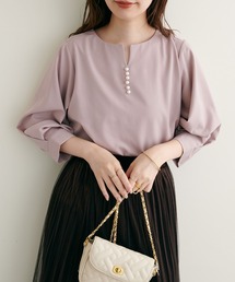 natural couture | 2022AWアイテム/セットアップ着用可/パール付きスキッパーブラウス(シャツ/ブラウス)