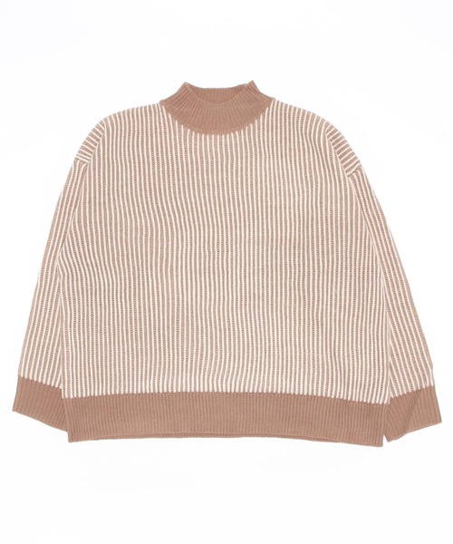 お値下げ⭐︎カーキ・ベージュストライプニットセーター CORNERS（コーナーズ）の「ストライプ柄ジャガードニットプルオーバー