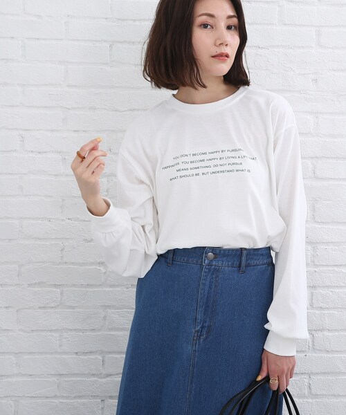 SHOO・LA・RUE(シューラルー)の「◆【シンプルで着回しが効く!】アソートプリントロンT(Tシャツ/カットソー・レディース・ホワイト系その他4/ホワイト系その他5/ベージュ系その他2/ベージュ系その他4/ブラック系3/オリーブ系・02/03)」の2枚目の写真