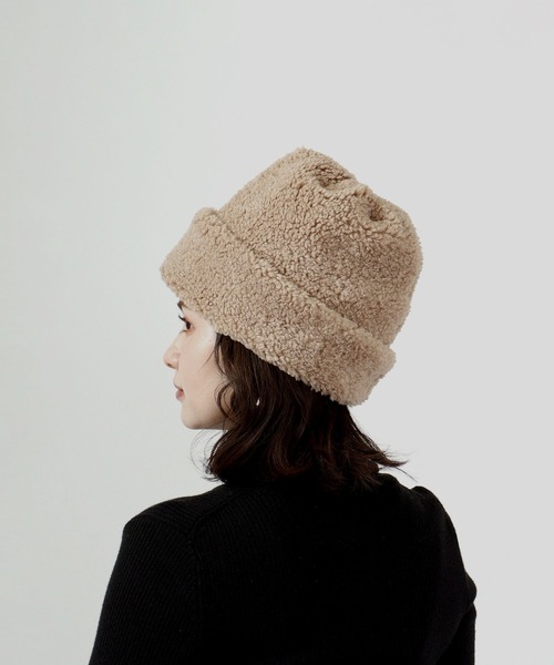 Sense of Grace（センスオブグレース）の「BIG BOA WATCH ビッグシルエット ボア ワッチ（ニットキャップ/ビーニー・レディース・ベージュ/ブラウン/アイボリー/ブラック・FREE）」の4枚目の写真