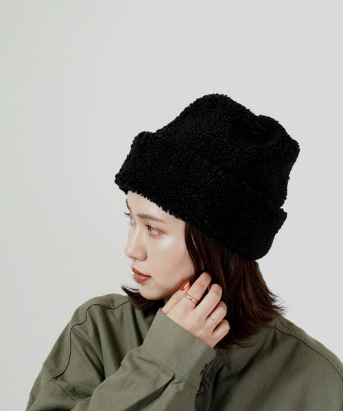 Sense of Grace（センスオブグレース）の「BIG BOA WATCH ビッグシルエット ボア ワッチ（ニットキャップ/ビーニー・レディース・ベージュ/ブラウン/アイボリー/ブラック・FREE）」の3枚目の写真