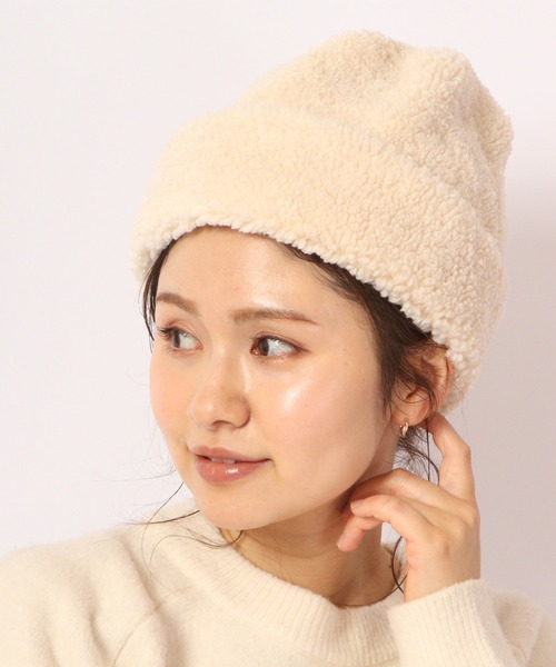 Sense of Grace（センスオブグレース）の「BIG BOA WATCH ビッグシルエット ボア ワッチ（ニットキャップ/ビーニー・レディース・ベージュ/ブラウン/アイボリー/ブラック・FREE）」の5枚目の写真