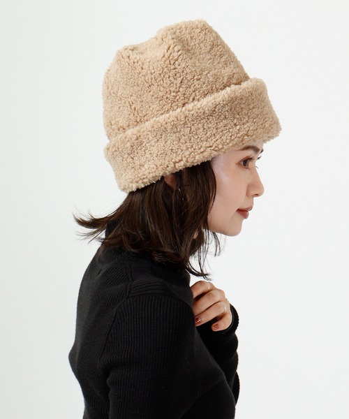 Sense of Grace（センスオブグレース）の「BIG BOA WATCH ビッグシルエット ボア ワッチ（ニットキャップ/ビーニー・レディース・ベージュ/ブラウン/アイボリー/ブラック・FREE）」の20枚目の写真