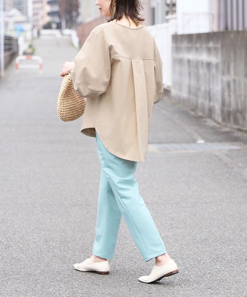 袖ボリューム異素材ドッキングプルオーバー（Tシャツ/カットソー