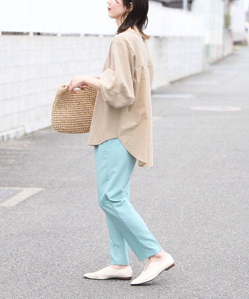 袖ボリューム異素材ドッキングプルオーバー（Tシャツ/カットソー