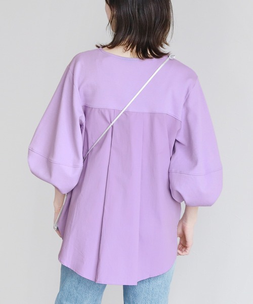 袖ボリューム異素材ドッキングプルオーバー（Tシャツ/カットソー