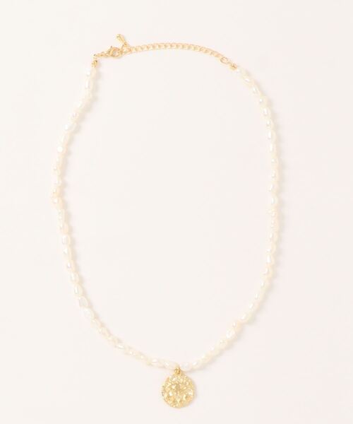 minia（ミニア）の「メタルプレートパールネックレス（ネックレス・レディース・シルバー/ゴールド・FREE）」の4枚目の写真