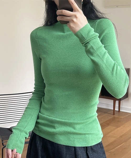 chuclla(チュクラ)の「スリットデザイン ウール ベーシックタートル chw22a110(Tシャツ/カットソー・レディース・ブラウン/グリーン/グレー/ブラック・FREE)」の10枚目の写真