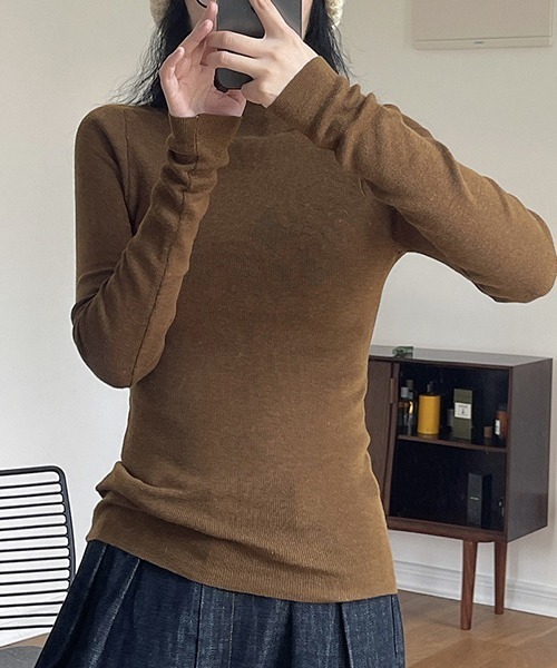 chuclla(チュクラ)の「スリットデザイン ウール ベーシックタートル chw22a110(Tシャツ/カットソー・レディース・ブラウン/グリーン/グレー/ブラック・FREE)」の18枚目の写真