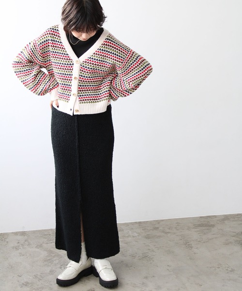 GeeRA(ジーラ)の「ブークレ素材ニットタイトスカート(スカート・レディース・オレンジ/ブルー/ブラック・LARGE/MEDIUM/SMALL)」の6枚目の写真