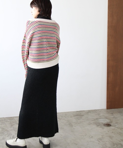 GeeRA(ジーラ)の「ブークレ素材ニットタイトスカート(スカート・レディース・オレンジ/ブルー/ブラック・LARGE/MEDIUM/SMALL)」の8枚目の写真