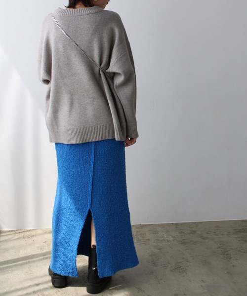 GeeRA(ジーラ)の「ブークレ素材ニットタイトスカート(スカート・レディース・オレンジ/ブルー/ブラック・LARGE/MEDIUM/SMALL)」の12枚目の写真