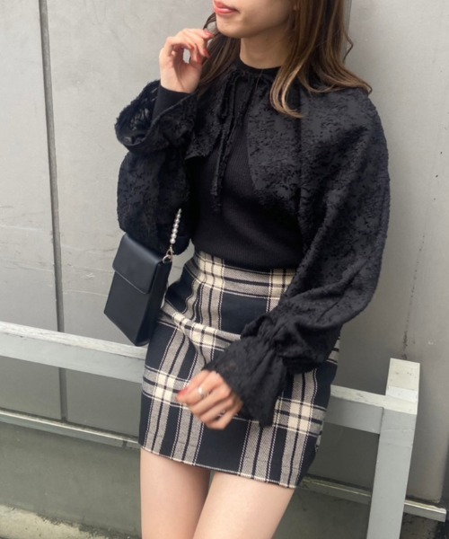 OLIVE des OLIVE(オリーブデオリーブ)の「ボレロ×ハイネックリブインナーSET(アンサンブル・レディース・ブラック/グレー/オフホワイト・FREE)」の2枚目の写真