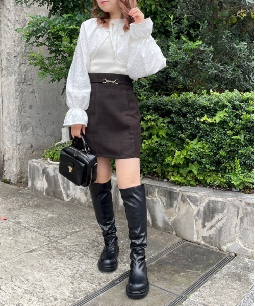 OLIVE des OLIVE(オリーブデオリーブ)の「ボレロ×ハイネックリブインナーSET(アンサンブル・レディース・ブラック/グレー/オフホワイト・FREE)」の4枚目の写真