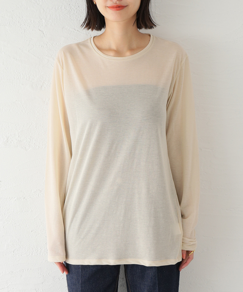 JOURNAL STANDARD（ジャーナルスタンダード）の「《追加》シアーロングＴシャツ（Tシャツ/カットソー・レディース・ホワイト/アイボリー・FREE）」の5枚目の写真