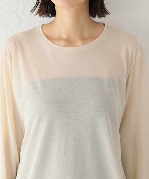 JOURNAL STANDARD（ジャーナルスタンダード）の「《追加》シアーロングＴシャツ（Tシャツ/カットソー・レディース・ホワイト/アイボリー・FREE）」の3枚目の写真