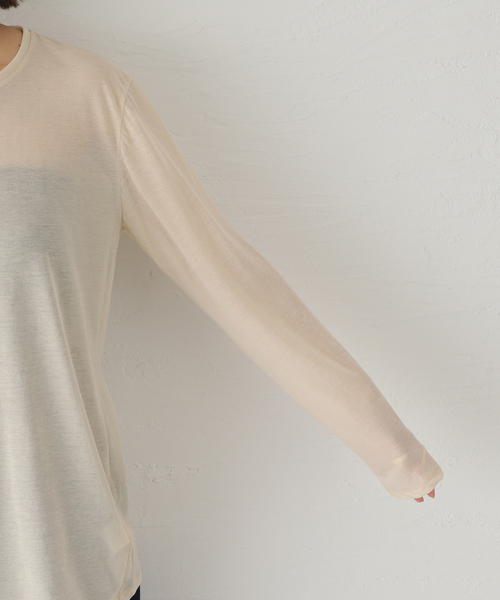 JOURNAL STANDARD（ジャーナルスタンダード）の「《追加》シアーロングＴシャツ（Tシャツ/カットソー・レディース・ホワイト/アイボリー・FREE）」の12枚目の写真
