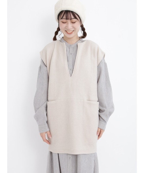 Samansa Mos2（サマンサ モスモス）の「圧縮ウール風カットベスト（ベスト・レディース・チャコール/キナリ/カーキ・ﾌﾘ-）」の11枚目の写真