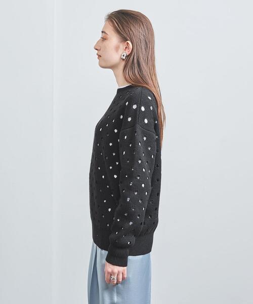 UNITED ARROWS / ユナイテッドアローズ | C/PE アンカーモチーフ ニット | ネイビー | レディース UNITED ARROWS（ユナイテッドアローズ）の「P パフスリーブ