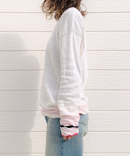 Q（キュー）の「BROS Vネックニット（ニット/セーター・レディース・ライム/アイボリー・MEDIUM）」の7枚目の写真