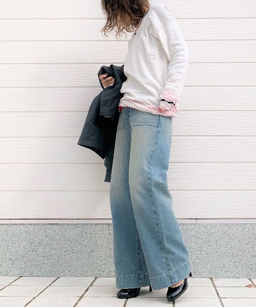 Q（キュー）の「BROS Vネックニット（ニット/セーター・レディース・ライム/アイボリー・MEDIUM）」の10枚目の写真