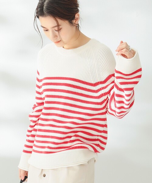 B:MING by BEAMS（ビーミングバイビームス）の「B:MING by BEAMS / リライズ ボーダー プルオーバー（ニット/セーター・レディース・サックスブルー/レッド/ネイビー・FREE）」の3枚目の写真