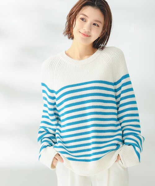 B:MING by BEAMS（ビーミングバイビームス）の「B:MING by BEAMS / リライズ ボーダー プルオーバー（ニット/セーター・レディース・サックスブルー/レッド/ネイビー・FREE）」の9枚目の写真