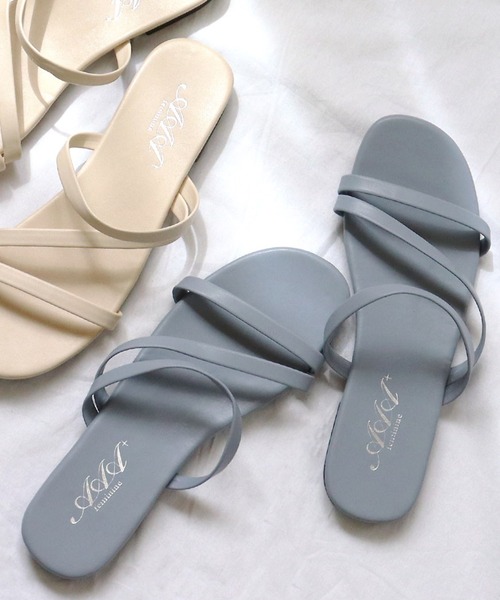 AAA+(サンエープラス)の「スクエアトゥ フラットコードサンダル 華奢ストラップサンダル(サンダル・レディース・ダークブラウン/パイソン/ブラウン/アイボリー/ブラック/ライトブルー/クリア/その他1/ライトグリーン/シルバー・M/LL/L/S)」の6枚目の写真