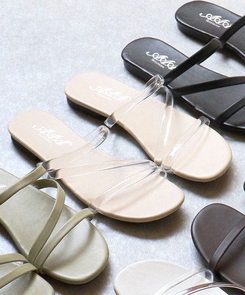 AAA+(サンエープラス)の「スクエアトゥ フラットコードサンダル 華奢ストラップサンダル(サンダル・レディース・ダークブラウン/パイソン/ブラウン/アイボリー/ブラック/ライトブルー/クリア/その他1/ライトグリーン/シルバー・M/LL/L/S)」の8枚目の写真