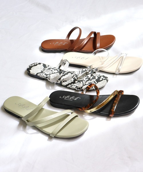 AAA+(サンエープラス)の「スクエアトゥ フラットコードサンダル 華奢ストラップサンダル(サンダル・レディース・ダークブラウン/パイソン/ブラウン/アイボリー/ブラック/ライトブルー/クリア/その他1/ライトグリーン/シルバー・M/LL/L/S)」の17枚目の写真