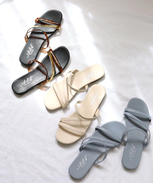 AAA+(サンエープラス)の「スクエアトゥ フラットコードサンダル 華奢ストラップサンダル(サンダル・レディース・ダークブラウン/パイソン/ブラウン/アイボリー/ブラック/ライトブルー/クリア/その他1/ライトグリーン/シルバー・M/LL/L/S)」の15枚目の写真