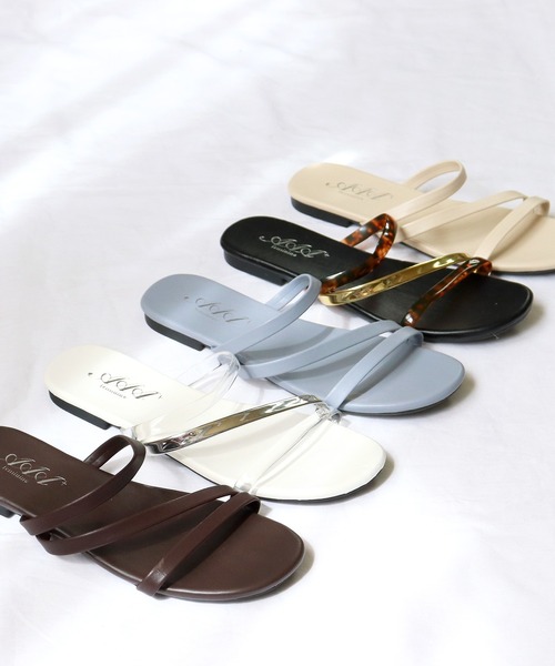 AAA+(サンエープラス)の「スクエアトゥ フラットコードサンダル 華奢ストラップサンダル(サンダル・レディース・ダークブラウン/パイソン/ブラウン/アイボリー/ブラック/ライトブルー/クリア/その他1/ライトグリーン/シルバー・M/LL/L/S)」の13枚目の写真