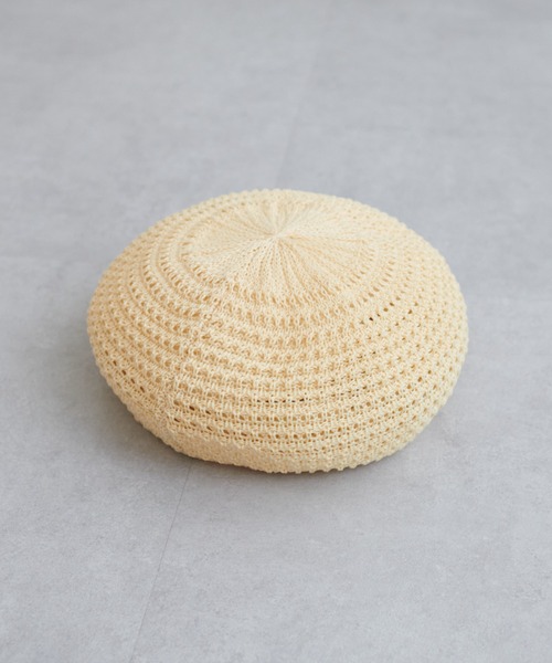 DISCOAT（ディスコート）の「柄編みクロシェベレー帽（ハンチング/ベレー帽・レディース・ブラック/ベージュ・FREE）」の10枚目の写真