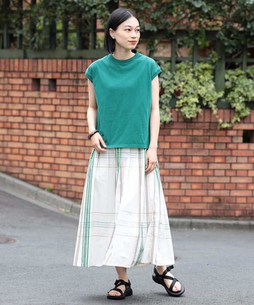 【the khaki】メッシュデザイン　イージースカート【BEAMS】 Ray BEAMS（レイ ビームス）サイド プリーツ キリカエ スカート