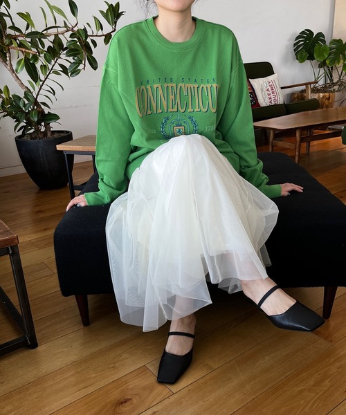 LOWRYS FARM(ローリーズファーム)の「カレッジロゴウラケプルオーバーロングスリーブ 177900(スウェット・レディース・チャコールグレー/ホワイト/グレー/グリーン・FREE)」の15枚目の写真