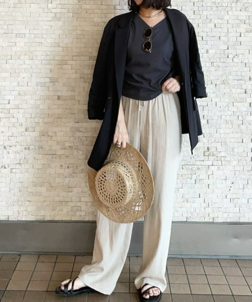 RIVE DROITE（リヴドロワ）の「Vネックタックフレンチカットソー（Tシャツ/カットソー・レディース・チャコールグレー/ミント/ライトベージュ/オフホワイト・FREE）」の17枚目の写真