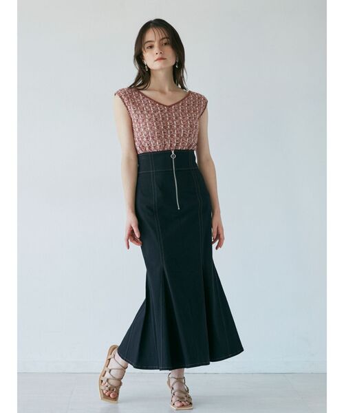 LAGUNAMOON（ラグナムーン）の「テープツイードニットプルオーバー（ニット/セーター・レディース・アイボリー/ライトブルー/ピンク・FREE）」の4枚目の写真