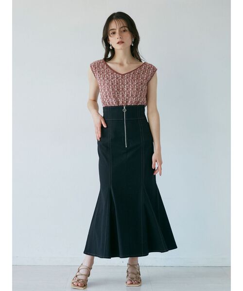 LAGUNAMOON（ラグナムーン）の「テープツイードニットプルオーバー（ニット/セーター・レディース・アイボリー/ライトブルー/ピンク・FREE）」の6枚目の写真