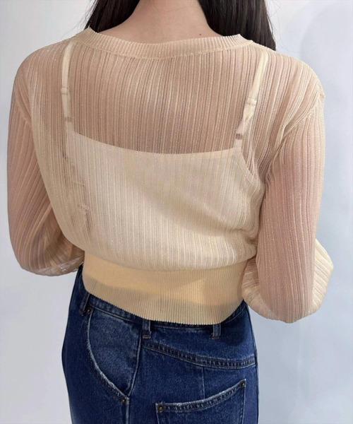 REDYAZEL（レディアゼル）の「シアーＶネックカーデガン（カーディガン/ボレロ・レディース・ピンク/ベージュ/オフホワイト・FREE）」の10枚目の写真